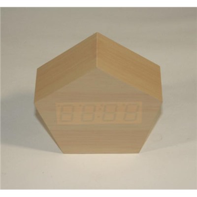 Часы(деревянные) VST-875 коричневый синие символы дата+термометр будильник управление голосом  (80) оптом
