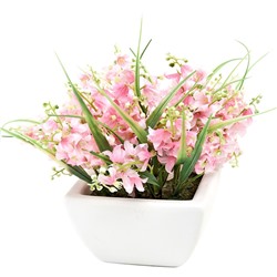 Цветок декоративный в горшке "Весенний букет" нежно-розовый, 12*12*19см. (min12) (без подарочной упа