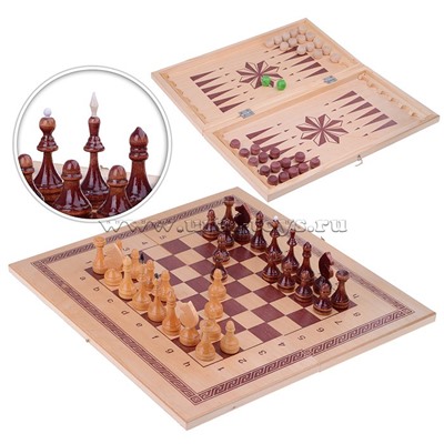 Игра 2в1 малая 400*200*34 (нарды, шахматы) лак