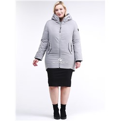 Женская зимняя классика куртка большого размера серого цвета 86-801_20Sr