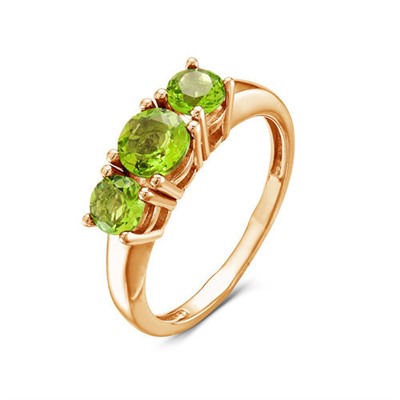 Золотое кольцо с зелеными фианитами - 583