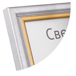 Рамка для сертификата Светосила 21x30 (A4) сосна с15 серебро с золотой полосой, со стеклом		артикул 5-43653