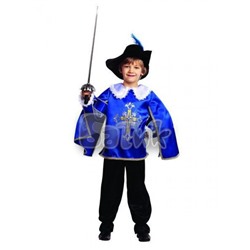 Детский карнавальный костюм МУШКЕТЁР (текстиль) синий 7003