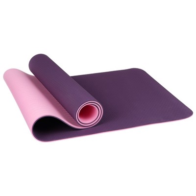 Коврик для йоги 183 × 61 × 0,8 см, двухцветный, цвет фиолетовый
