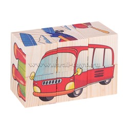 Кубики-пазл Собери рисунок "Транспорт" (6 кубиков)