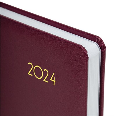 Ежедневник датированный 2024 А5 138x213 мм BRAUBERG "Select", балакрон, бордовый, 114879