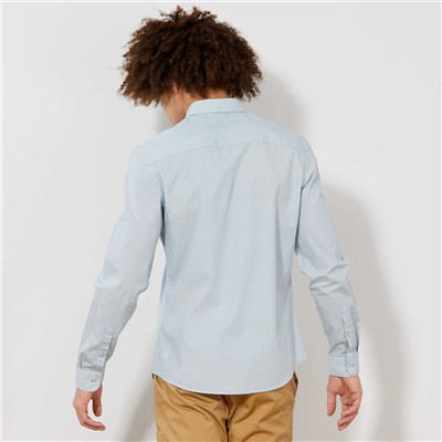 Облегающая рубашка из поплина в полоску и горошек - голубой