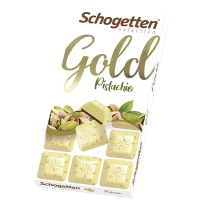 Шоколад "Шогеттен" GOLD белый с фисташками и молочным шоколадом 100 гр.