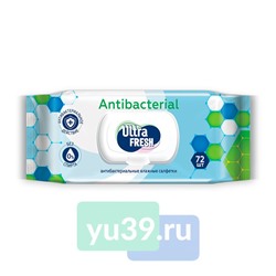 Салфетки влажные Ultra Fresh Antibacterial с клапаном, 72 шт.