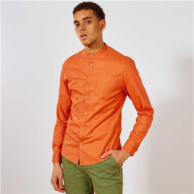 Зауженная рубашка с воротником 'мао' - оранжевый
