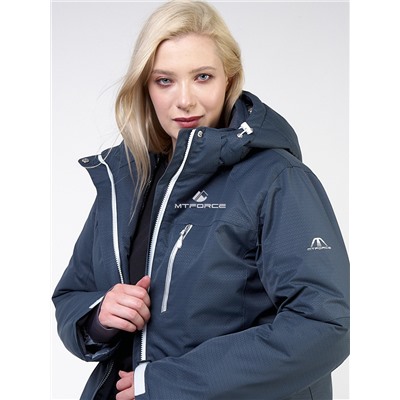 Женская зимняя горнолыжная куртка большого размера темно-серого цвета 11982TC