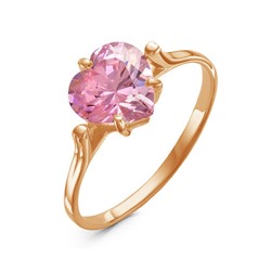 Золотое кольцо с розовым фианитом - 943