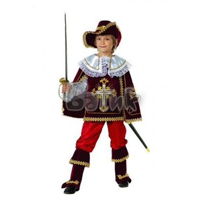 Детский карнавальный костюм МУШКЕТЁР Короля бордо (К-премьер) 909