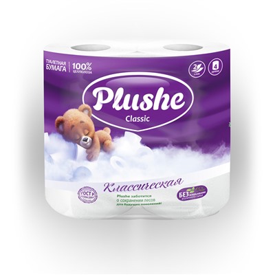 Туалетная бумага Plushe Classic, 2 сл., 2 рул.
