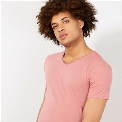 Узкая футболка из однотонного хлопка - розовый