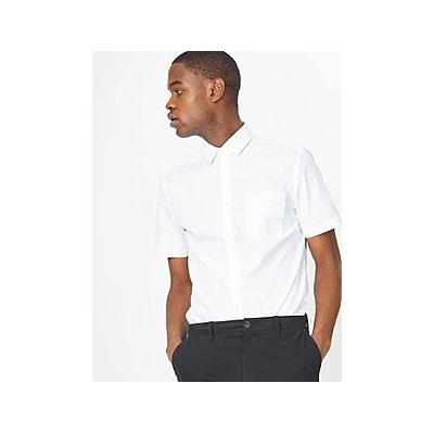 White Regular Fit Short Sleeve Shirt