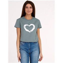футболка 1ЖДФК4166001; серо-зеленый113 / Сердце кистью