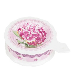 Подставка под чайный пакетик "Розовая гортензия" 13*10*3,5см. (фарфор) (подарочная упаковка)