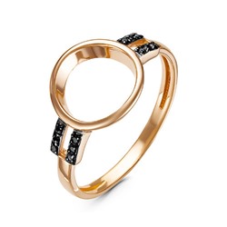 Золотое кольцо с черными фианитами - 973