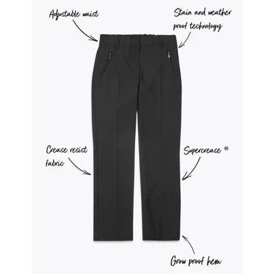 Girls' Slim Leg Slim Fit School Trousers (2-18 Yrs)