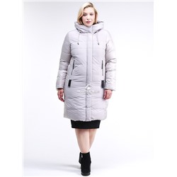 Женская зимняя классика куртка большого размера серого цвета 100-921_46Sr