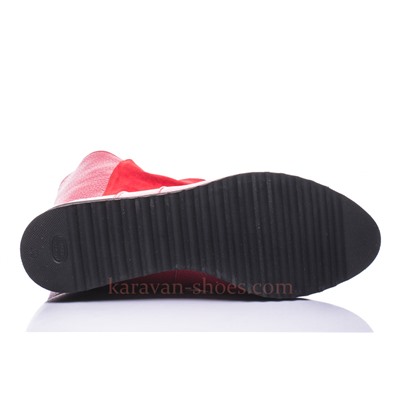 Женские кожаные сапоги Shik Shoes Shik1033 Красный Замш+Флотар: Под заказ