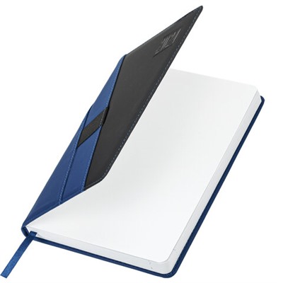 Ежедневник датированный 2024 А5 138х213 мм BRAUBERG "Swirl", под кожу, держатель для ручки, синий, 114993