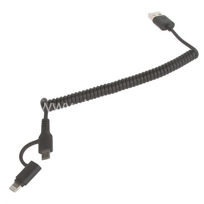 USB кабель 2в1 для iPhone 5/6/6Plus/7/7Plus/micro USB  AWEI CL-53 витой (черный)