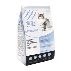 Сухой корм Blitz Sterilized для стерилизованных кошек с индейкой , 10 кг.