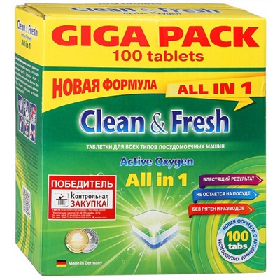 Таблетки для ПММ "Clean&Fresh" 5in1 (giga) 100 штук