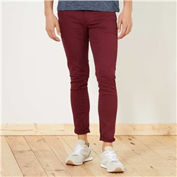 Узкие брюки из твила с 5 карманами - темно-бордовый