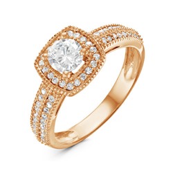 Золотое кольцо с бесцветными фианитами - 1042