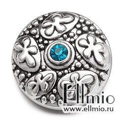 Кнопка Noosa цветочная с голубым стразом