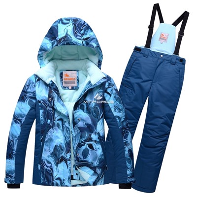 Подростковый для девочки зимний горнолыжный костюм синего цвета 8824S