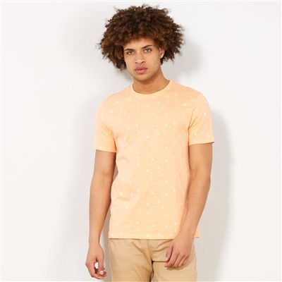 Прямая футболка с мелким узором - оранжевый