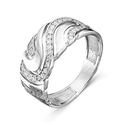 Серебряное кольцо с бесцветными фианитами - 145