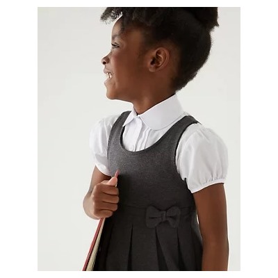 Girls' Cotton Knitted School Pinafore (2-12 Yrs)