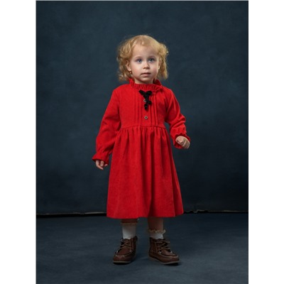 Платье Вельвет-бантик, цвет: темно-красный