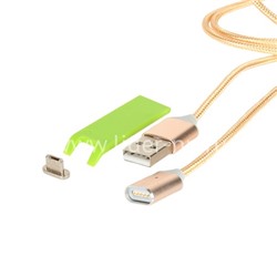 USB кабель micro USB 1.0м текстиль/МАГНИТНЫЙ (золото) в коробке