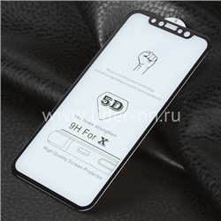 Защитное стекло  на экран для iPhoneX/XS/11 Pro  5-10D (без упаковки) черное