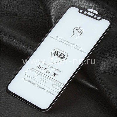 Защитное стекло  на экран для iPhoneX/XS/11 Pro  5-10D (без упаковки) черное