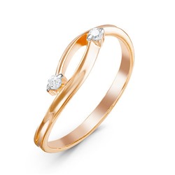 Золотое кольцо с бесцветными фианитами - 449