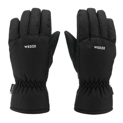 Перчатки лыжные теплые водонепроницаемые для детей черные 100 WEDZE