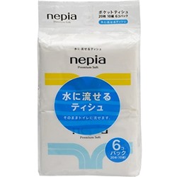 Бумажные двухслойные водорастворимые носовые платки Premium Soft, NEPIA  10 шт. х 6