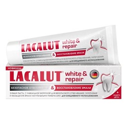 Lacalut зубная паста  WHITE & REPAIR  Безопасное Отбеливание  и Восстановление Эмали  75 мл