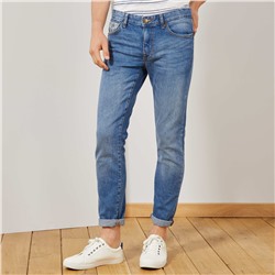 Узкие джинсы с карманом с рисунком - голубой