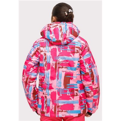 Подростковая для девочки зимняя горнолыжная куртка розового цвета 1774R