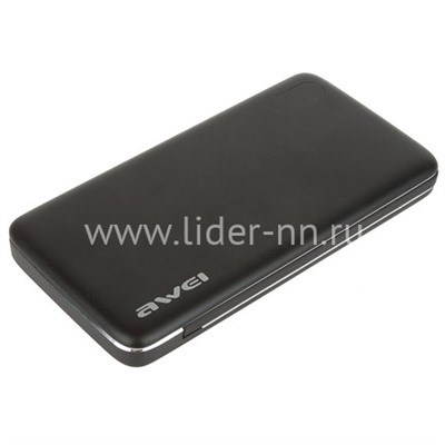 Портативное ЗУ (Power Bank) 16000mAh (AWEI P65K) USB/Micro/Type-C/дисплей/2.4А (черный)