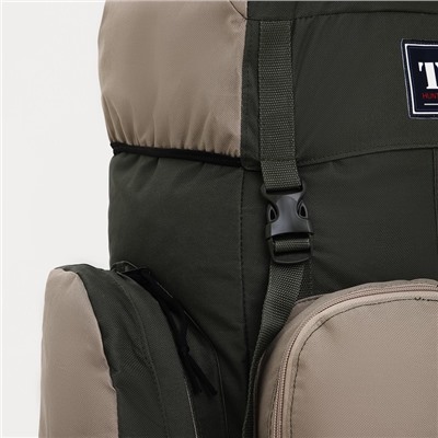 Рюкзак туристический на клапане, 60 л, 2 наружных кармана, цвет оливковый