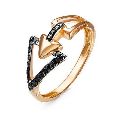 Золотое кольцо с черными фианитами - 974